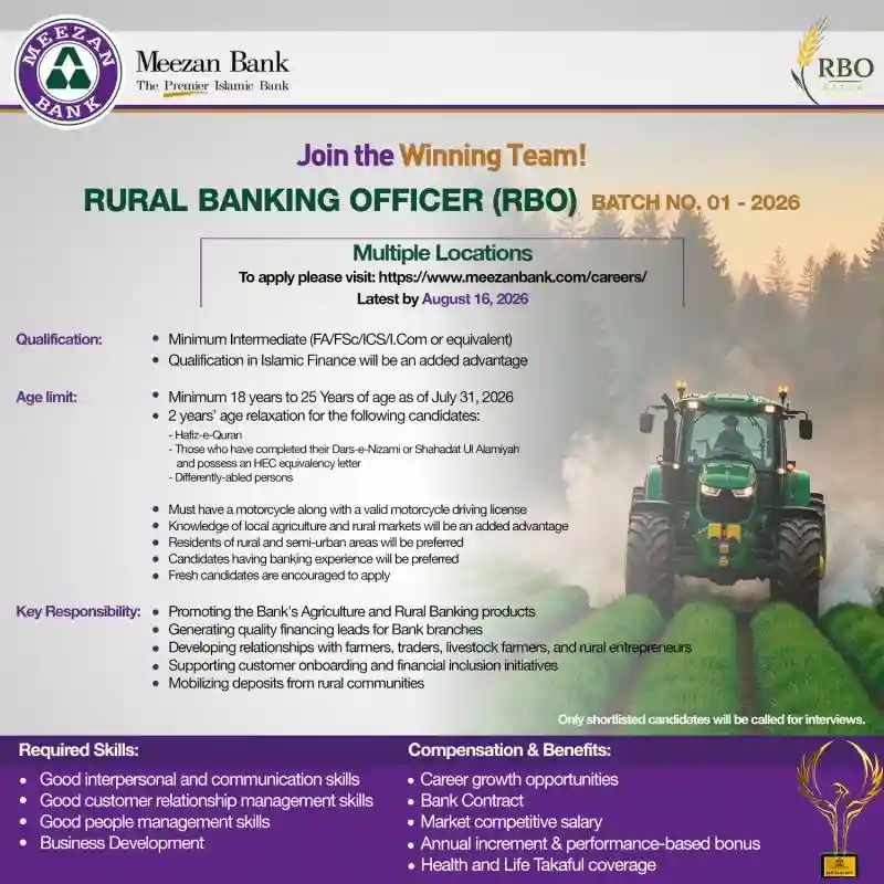 Meezan Bank RBO Jobs 2026 Apply Online