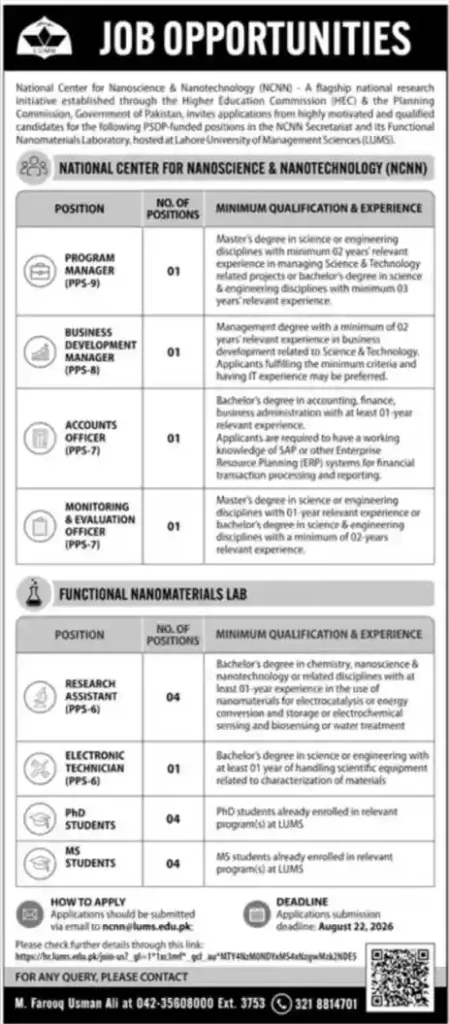 National Center For Nanoscience & Nanotechnology NCNN Jobs