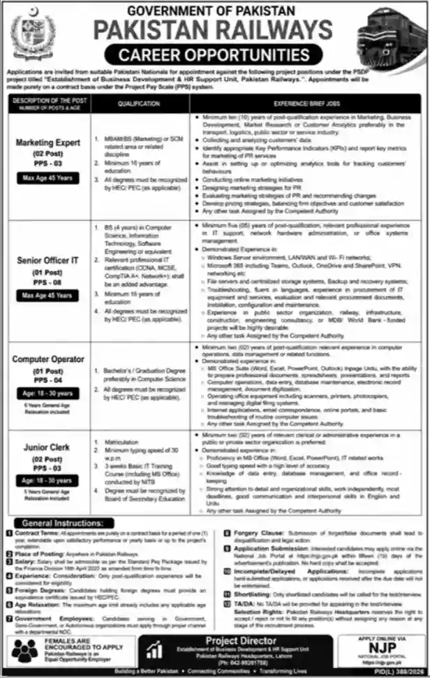 Pakistan Railways Jobs 2026 in Pakistan – Latest Vacancies, Eligibility & Online Application