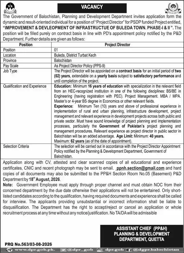 Physical Planning & Housing PP&H Balochistan Jobs 2026