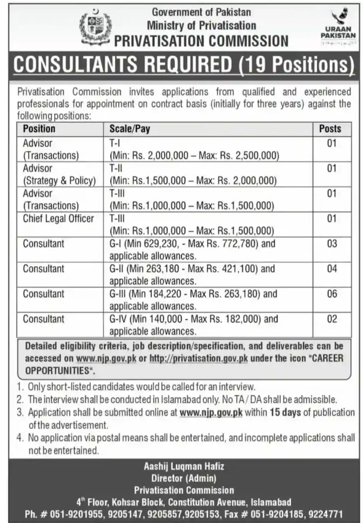 Privatisation Commission Consultant Jobs 2026