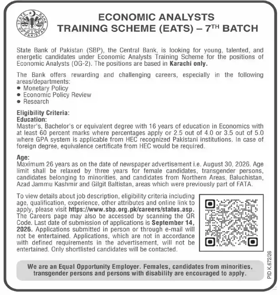 SBP EATS 7th Batch Jobs 2026