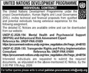United Nations Development Programme UNDP Job Notice 2026